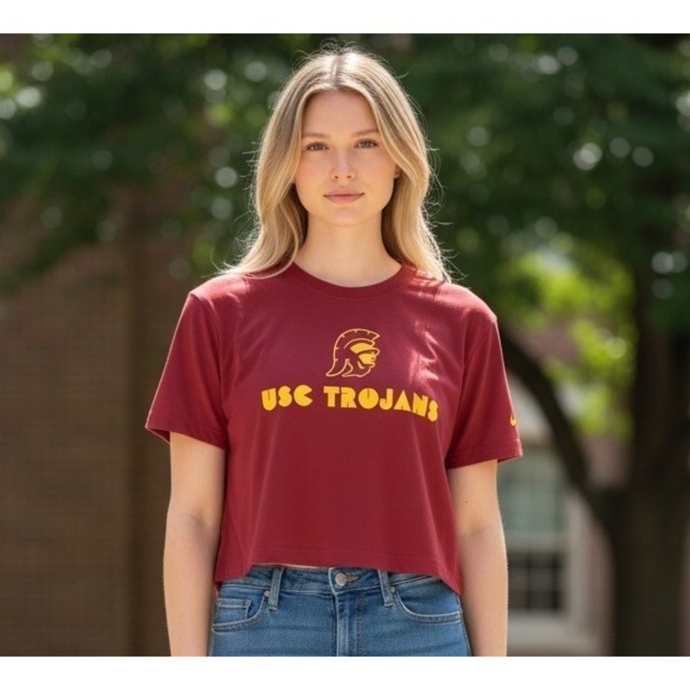 USC Trojans Nike Women's Athletic‎ Dri-FIT Cropped Loose T-Shirt Cardinal - Sz M
